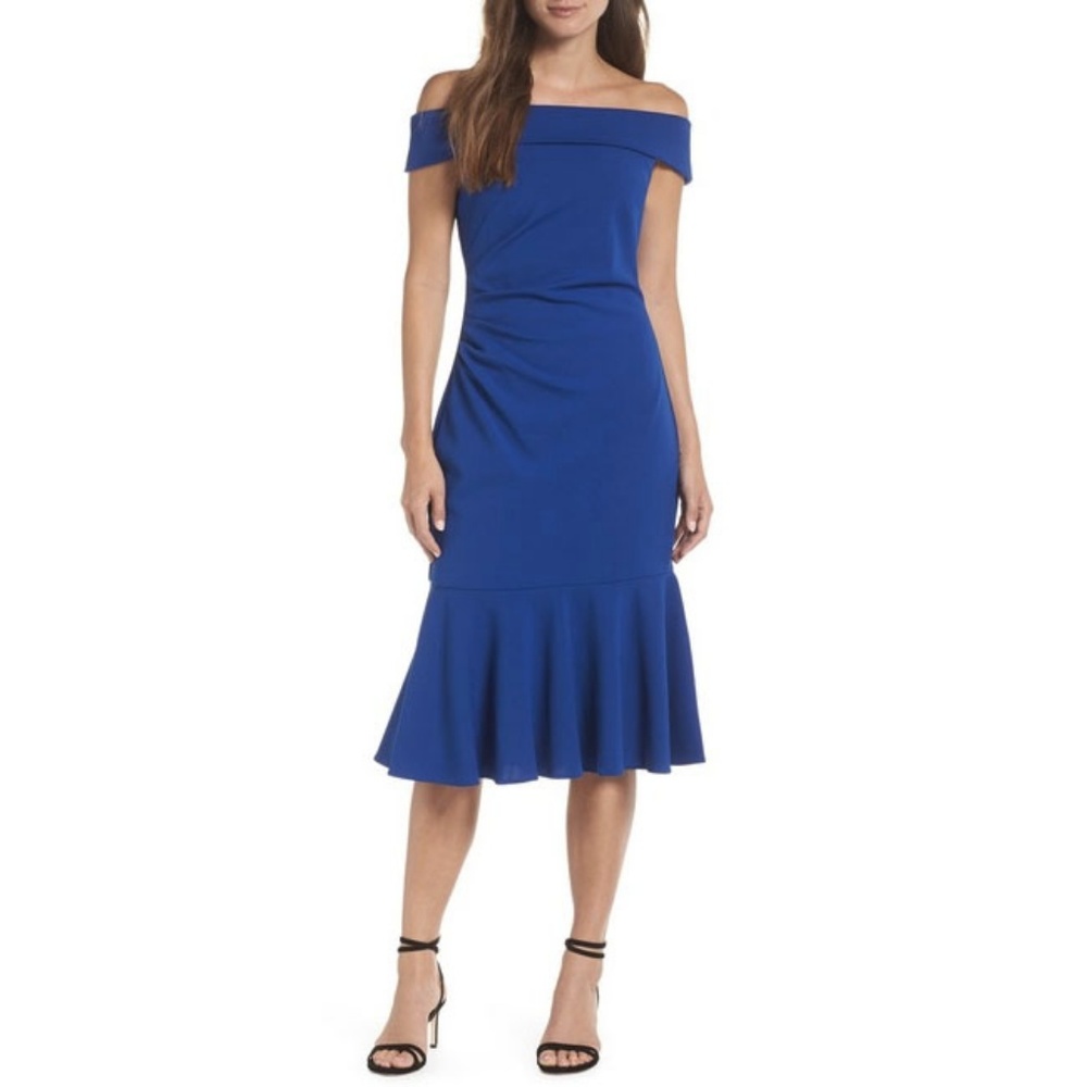 Vince Camuto Off the Shoulder Midi Dress 10